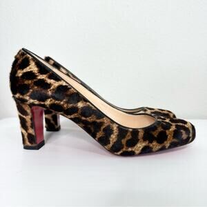 CHRISTIAN LOUBOUTIN Luxor Mistica 60 Pumps Size 37.5 Leopard Print Pony Hair
